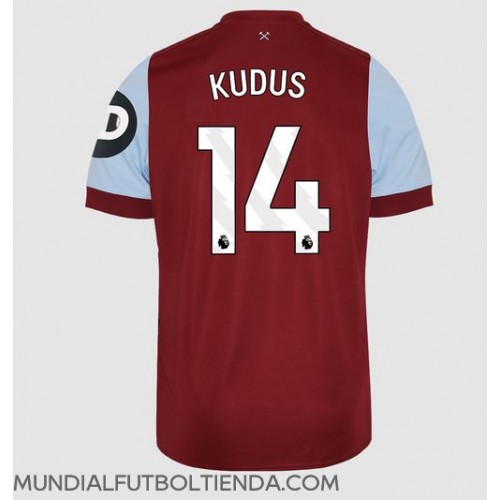 Camiseta West Ham United Mohammed Kudus #14 Primera Equipación Replica 2023-24 mangas cortas